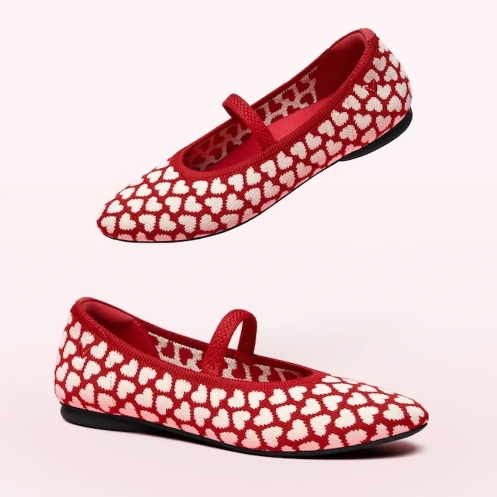 Vivaia Tamia Almond-Toe‎ Mary-Jane Valentine's Day Cream Ivory Red Heart 41 9.5